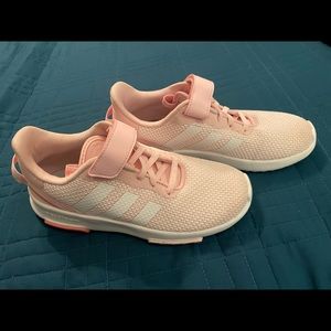 Adidas Youth (Big Kid) Girls Size 3 Tennis Shoes. Clear Pink/White/Super Pop